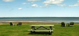 Picnic table by the sea